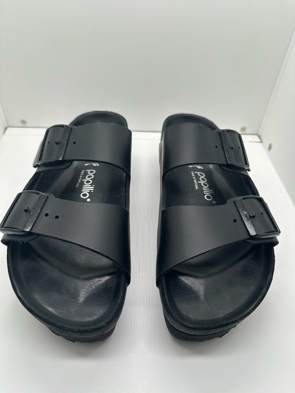 Papillio Birkenstock Black Arizona Leather Platform Sandals Women’s Size EU 39